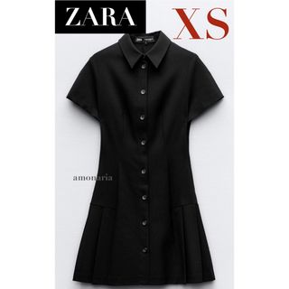 ザラ(ZARA)の【新品】ZARA 襟付きミニワンピース　ミニワンピース　ワンピース　シャツワンピ(ミニワンピース)