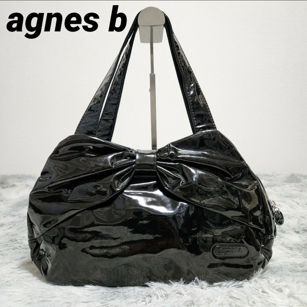 agnes b.(アニエスベー)のagnes b アニエスベー エナメル ハンドバッグ y2k  黒ブラック レディースのバッグ(ハンドバッグ)の商品写真