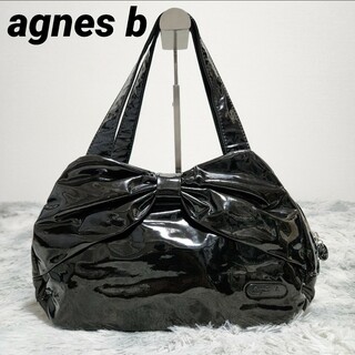 アニエスベー(agnes b.)のagnes b アニエスベー エナメル ハンドバッグ y2k  黒ブラック(ハンドバッグ)
