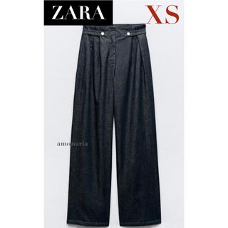 ザラ(ZARA)の【新品】ZARA WIDE-LEGハイウエストPAPERBAGデニムパンツ(デニム/ジーンズ)