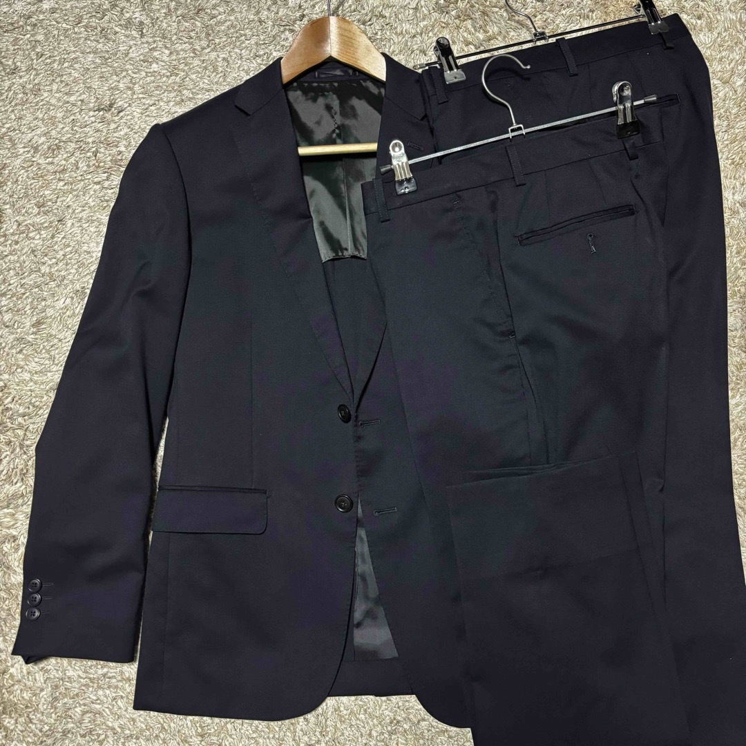 青山(アオヤマ)のリクルートスーツ　メンズ　上下セット　ツーパンツ　就活ブラック メンズのスーツ(セットアップ)の商品写真