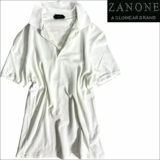 ZANONE - J3130 美品 ザノーネ ニットポロ ホワイト 46 ZANONE