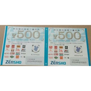 ゼンショー(ゼンショー)の【6月ゼン2ポ1】ゼンショー　(すき家・なか卯など)　株主優待券　500円×2枚(その他)