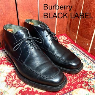 Burberry BLACK LABEL黒レザーチャッカブーツ25.5cm