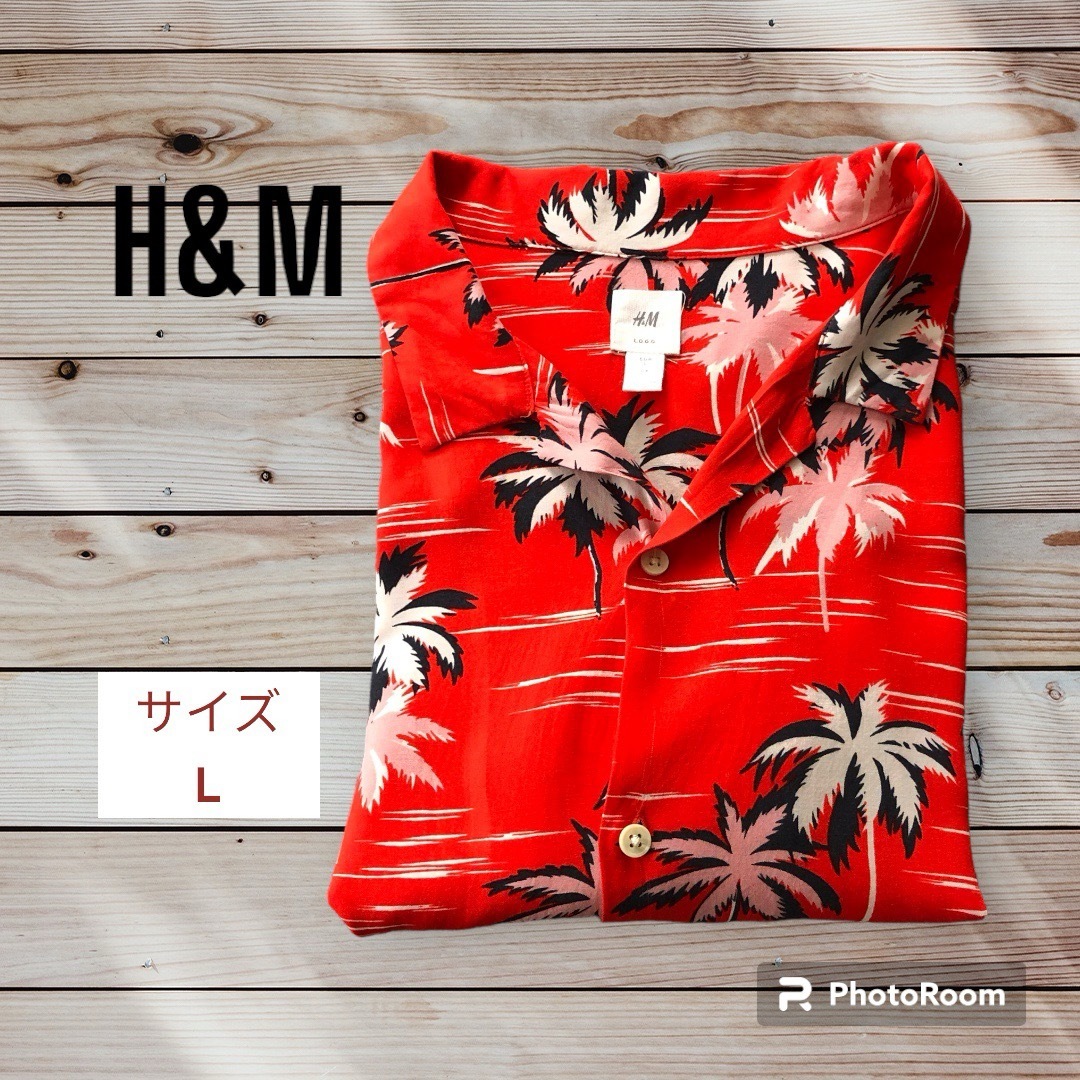 H&M(エイチアンドエム)のH&M  赤アロハシャツ   L メンズのトップス(シャツ)の商品写真