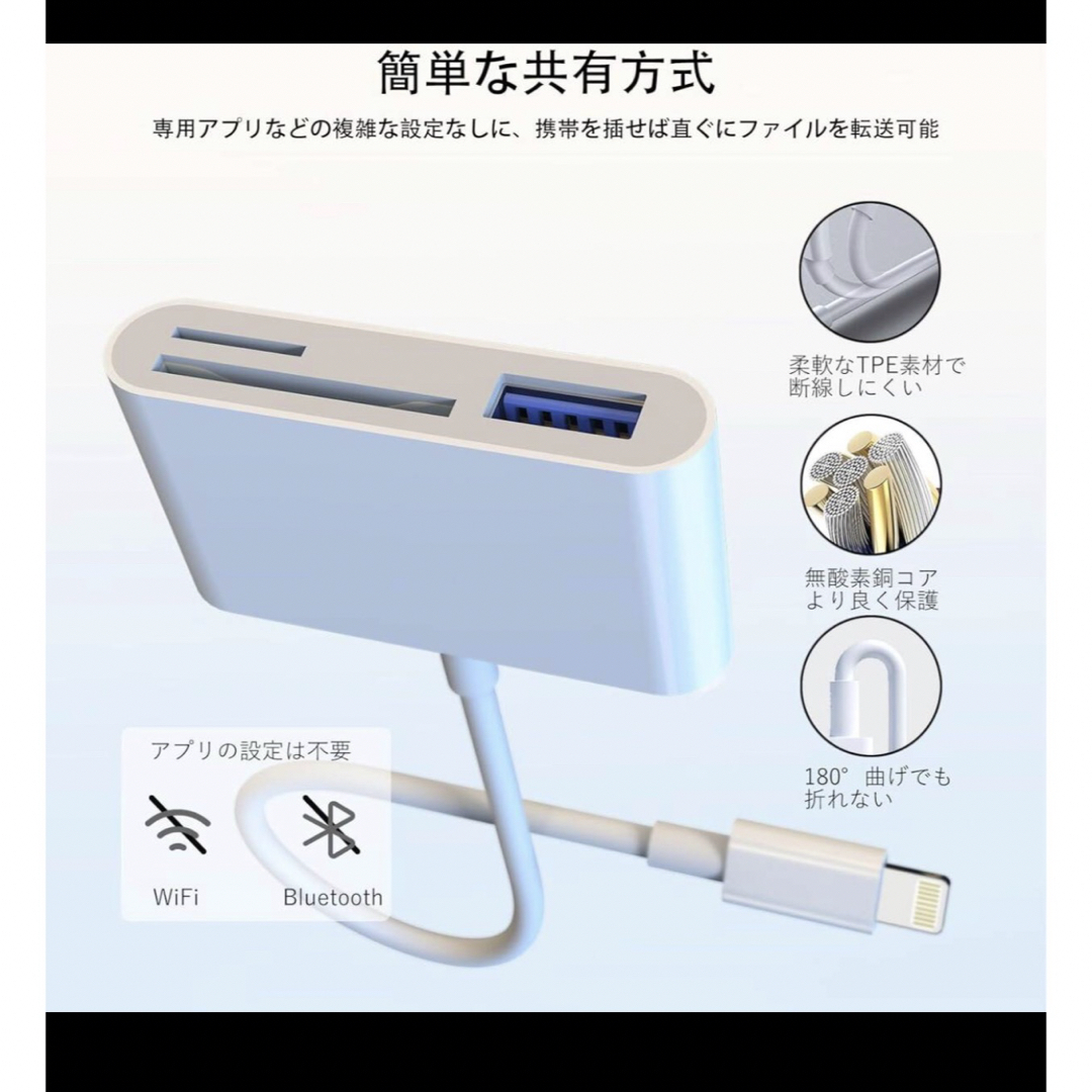 iPhone SDカードリーダー 3in1 USB/SD/TF変換アダプタ スマホ/家電/カメラのスマホアクセサリー(その他)の商品写真