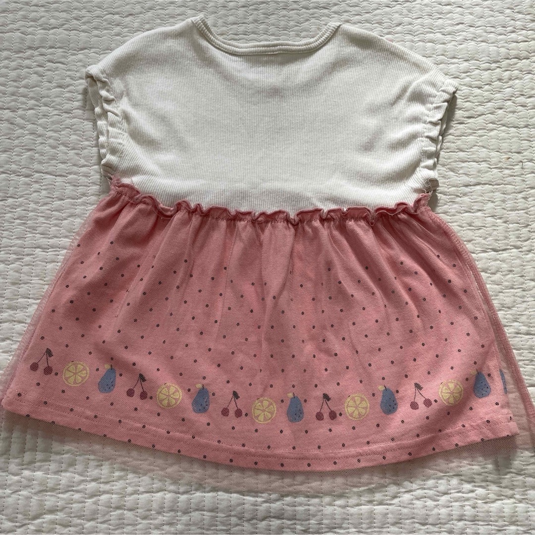 チュール　チュニック風トップス　90 キッズ/ベビー/マタニティのキッズ服女の子用(90cm~)(Tシャツ/カットソー)の商品写真