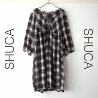 シュカ(shuca)の美品　SHUCA／シュカ★　チェック柄　七分袖ワンピース(ひざ丈ワンピース)