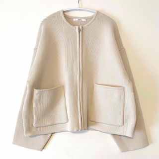 Thevon - 新品❗Thevon スポンジニットジップカーディガン アイボリー