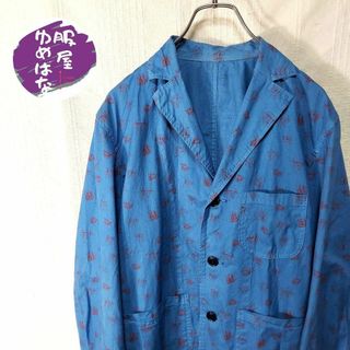 レトロ　URBAN RESEARCH　ジャケット　薄手　春秋　総柄　青　L　古着