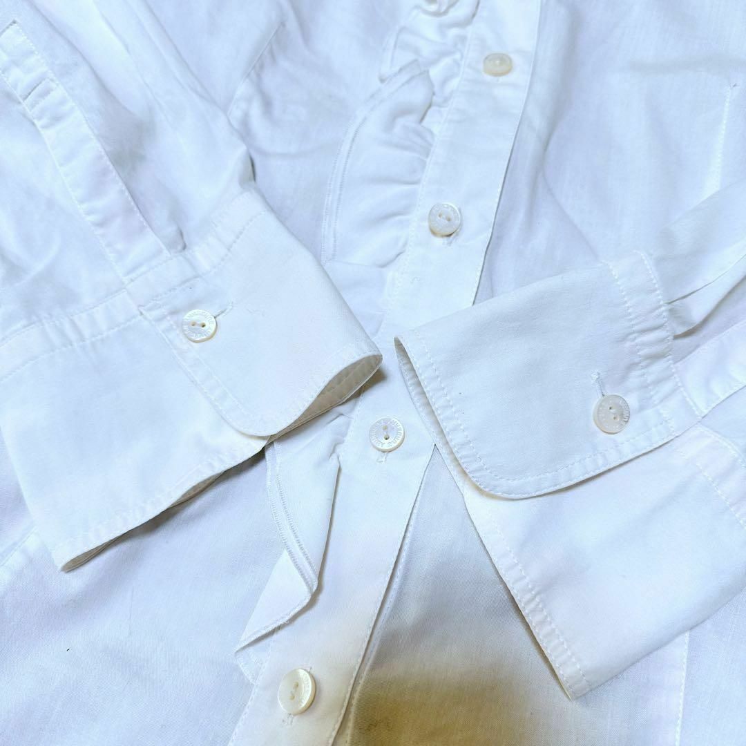 BURBERRY(バーバリー)のバーバリーロンドン フリルシャツ　袖口　ノバチェック　白　42 レディースのトップス(シャツ/ブラウス(長袖/七分))の商品写真