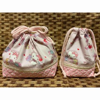 ★ハローキティ★ピンク★お弁当袋＆コップ袋★ハンドメイド★(ランチボックス巾着)