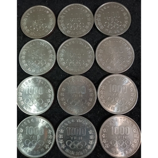銀貨 東京オリンピック1000円銀貨 12枚 silver925 銀貨状態綺麗(金属工芸)