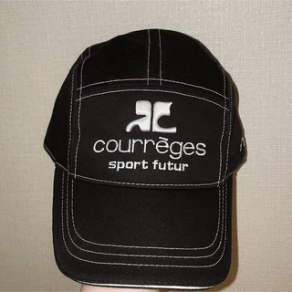 クレージュ(Courreges)の希少 激レア Courreges ブラック キャップ 帽子 Y2K(キャップ)