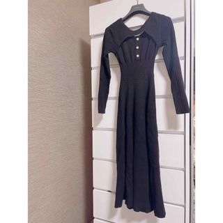 ロイヤルパーティー(ROYAL PARTY)の👚ロイヤルパーティー：新品 胸元オープンロングニットワンピース(ロングワンピース/マキシワンピース)