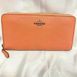 コーチ(COACH)のCOACH コーチ 長財布 ラウンドファスナー ピンク サーモンピンク 美品(財布)