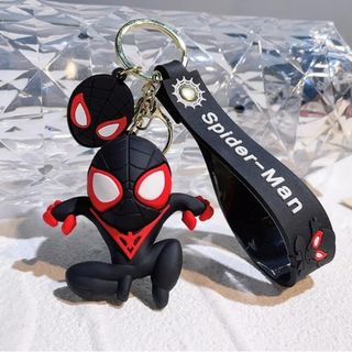 スパイダーマン 黒　ベアブリック キーホルダー バッグチャーム 新品(キーホルダー)