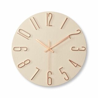 【色: ホワイトベージュ】Lezalic 壁掛け 時計 シンプル 北欧風 インテ(置時計)