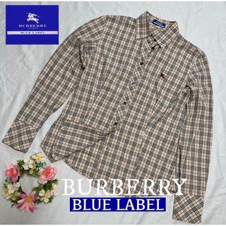 バーバリーブルーレーベル(BURBERRY BLUE LABEL)のバーバリーブルーレーベル ノバチェック レディース 長袖シャツ 38 ロゴ刺繍(シャツ/ブラウス(長袖/七分))