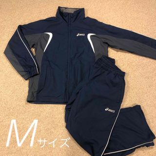 asics - アシックス　asics   上下セット　Mサイズ　ネイビー×グレー　フード付き