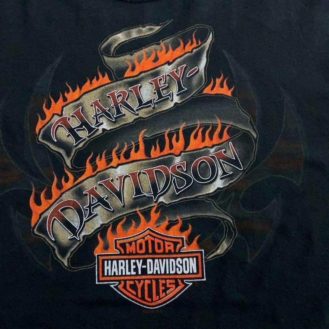 Harley Davidson(ハーレーダビッドソン)の8583【袖ファイヤーパターン】ハーレーダビッドソン☆定番カラーロングtシャツ メンズのトップス(Tシャツ/カットソー(七分/長袖))の商品写真