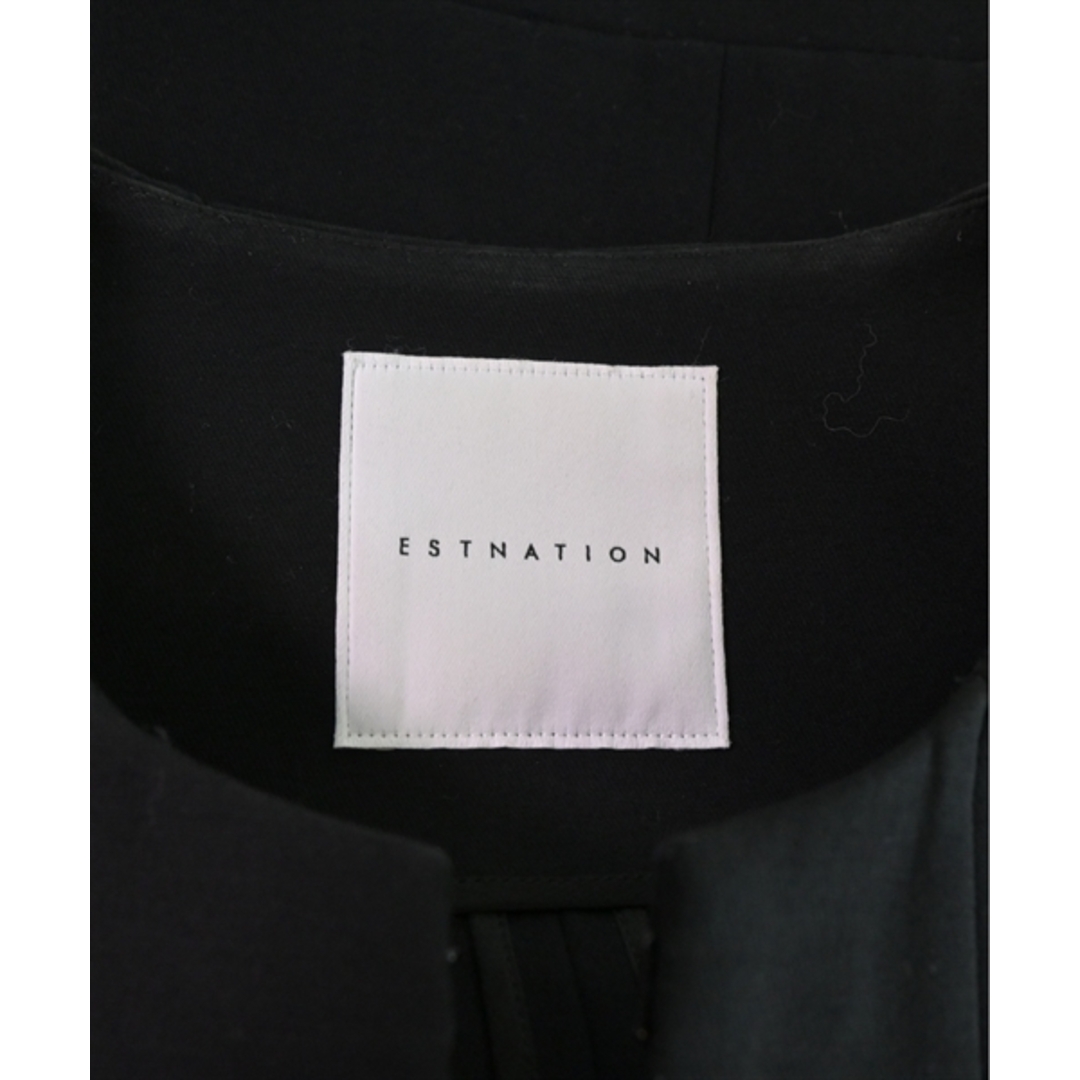 ESTNATION(エストネーション)のESTNATION エストネーション ノーカラージャケット 36(S位) 黒 【古着】【中古】 レディースのジャケット/アウター(ノーカラージャケット)の商品写真