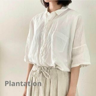 プランテーション(Plantation)のプランテーション　リネンローンブラウス　ホワイト(シャツ/ブラウス(長袖/七分))