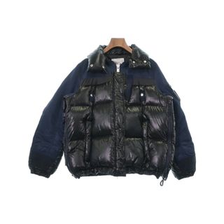 サカイ(sacai)のsacai サカイ ダウンジャケット/ダウンベスト 1(S位) 黒x紺 【古着】【中古】(ダウンジャケット)