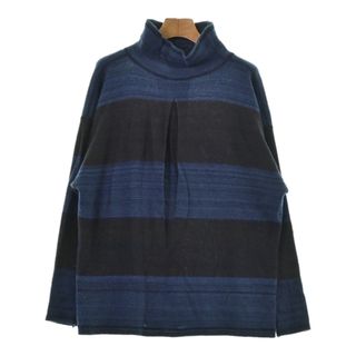 イッセイミヤケ(ISSEY MIYAKE)のISSEY MIYAKE ニット・セーター F 紺系x茶系(ボーダー) 【古着】【中古】(ニット/セーター)