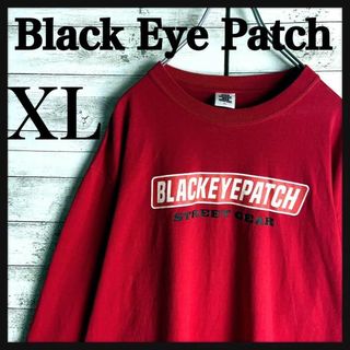 8662【希少XLサイズ】ブラックアイパッチ☆人気カラーロングtシャツ　美品(Tシャツ/カットソー(七分/長袖))