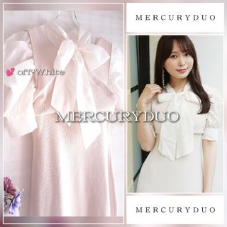 マーキュリーデュオ(MERCURYDUO)のMERCURYDUOハーフスリーブ2WAYリボンパワショルニットドッキングワンピ(ロングワンピース/マキシワンピース)