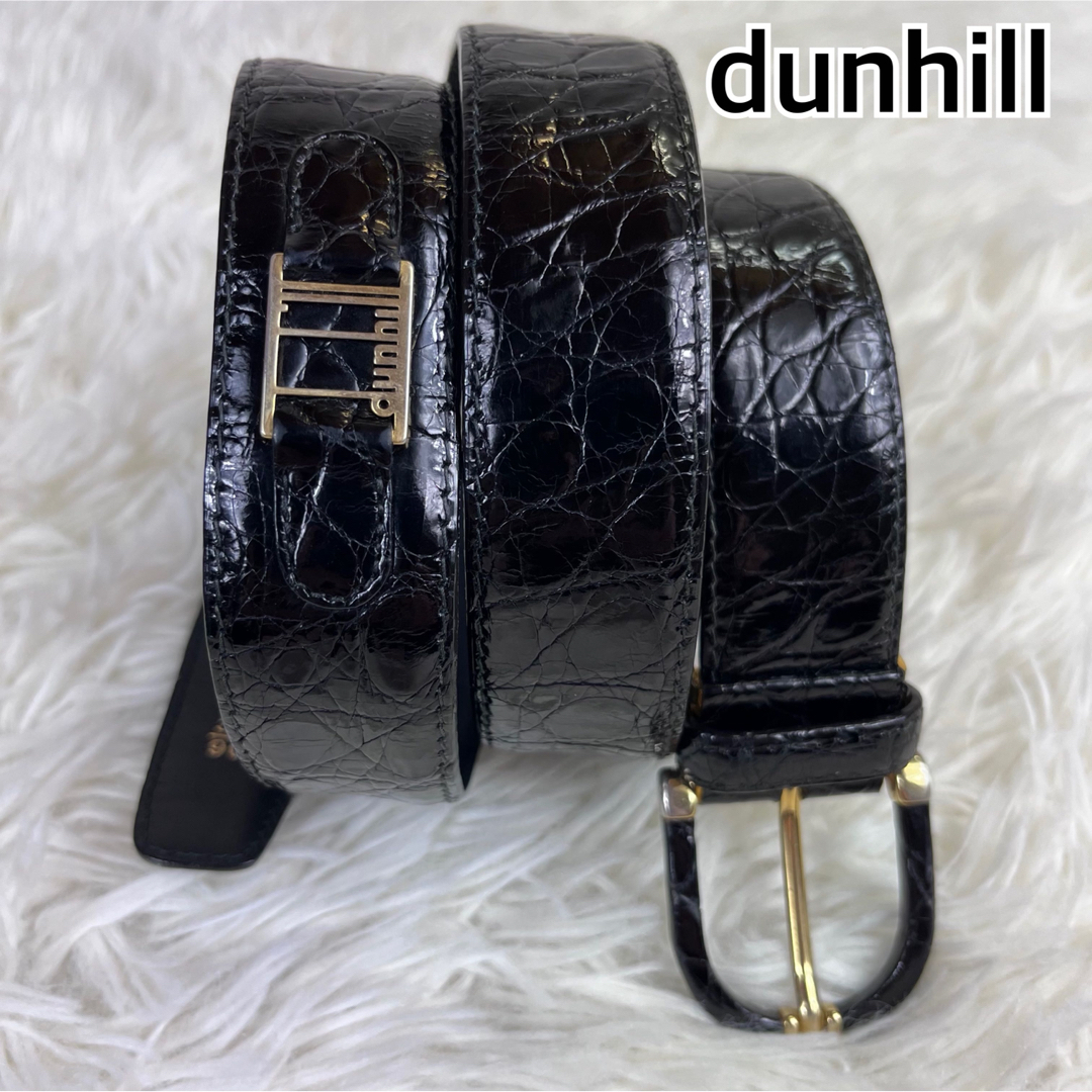 Dunhill(ダンヒル)のダンヒル　dunhill イタリア製　レザーベルト  ブラック×ゴールド　箱つき メンズのファッション小物(ベルト)の商品写真