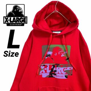 XLARGE - 美品★L★XLARGE エクストララージ ビッグロゴ カモフラ パーカー レッド