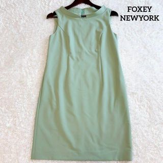 フォクシーニューヨーク(FOXEY NEW YORK)の美品✨フォクシーニューヨーク ワンピース ライトグリーン 40(ひざ丈ワンピース)