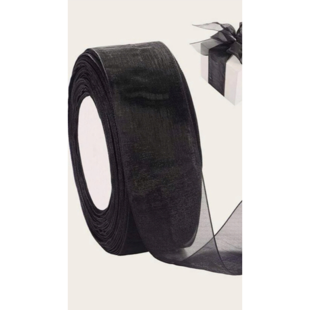 黒オーガンジーリボン リボン ハンドメイドの素材/材料(生地/糸)の商品写真