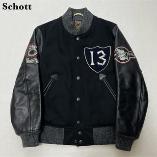 【極美品】Schott ショット 本革レザー バーシティジャケット ブラック M