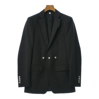 バーバリー(BURBERRY)のBURBERRY テーラードジャケット 46(M位) 黒x白(ストライプ) 【古着】【中古】(テーラードジャケット)