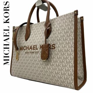 マイケルコース(Michael Kors)の美品　マイケルコース　S15　トートバッグ　2way 斜め掛け　MK柄　レザー(トートバッグ)