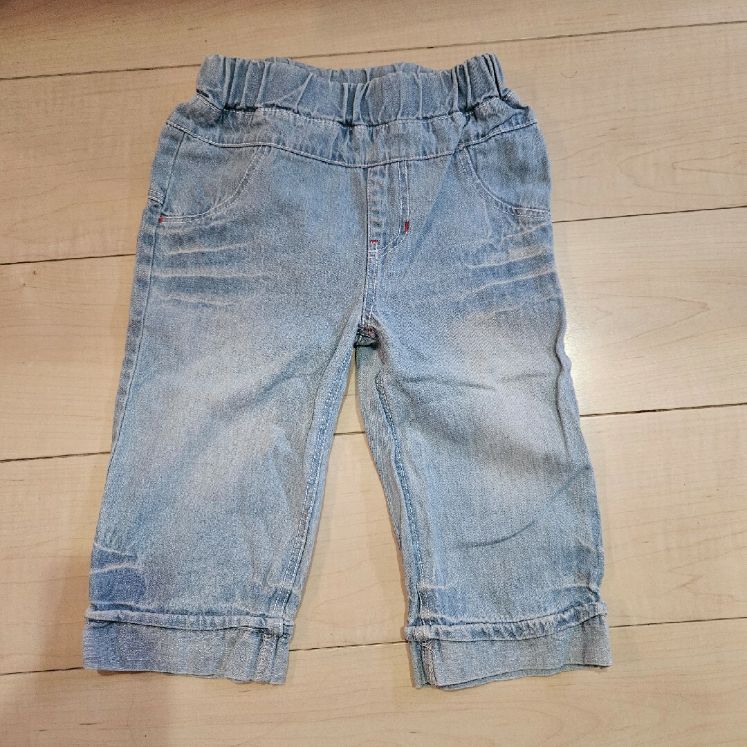 キッズズボン　120　半ズボン　デニム　シワ加工 キッズ/ベビー/マタニティのキッズ服男の子用(90cm~)(パンツ/スパッツ)の商品写真