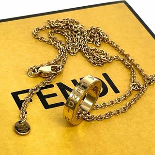 フェンディ(FENDI)のFENDI フェンディ　ネックレス　サークル　ロゴ　ゴールド　レディース(ネックレス)