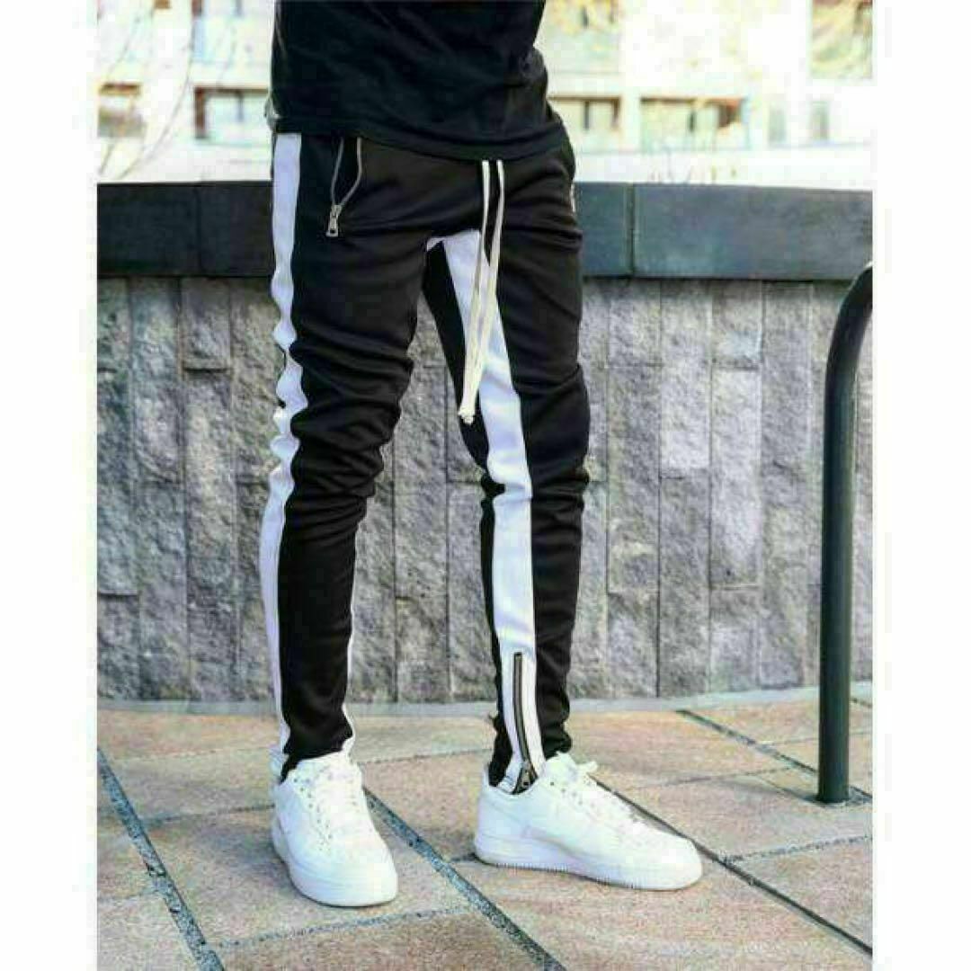 黒　ジョガーパンツ　スキニースウェット L　ブラック　サイドライン　パンツ メンズのパンツ(その他)の商品写真
