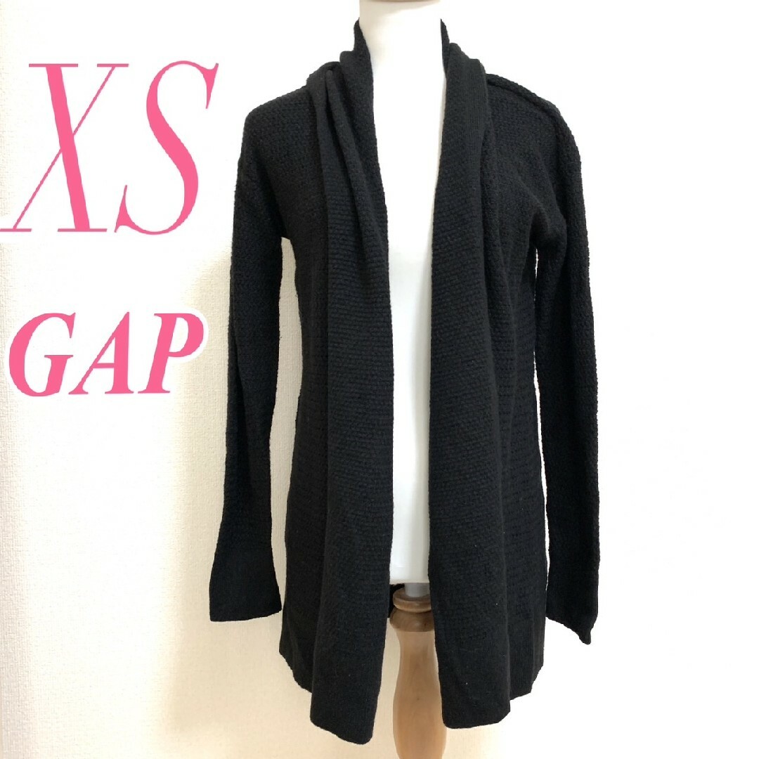 GAP(ギャップ)のギャップ　カーディガン　XS　ブラック　前開き　きれいめ　ナイロン　ウール レディースのトップス(カーディガン)の商品写真