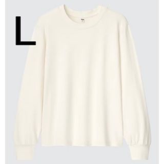 ユニクロ(UNIQLO)のUNIQLO ユニクロ ソフトニットパフスリーブクルーネックT オフホワイト L(Tシャツ(長袖/七分))