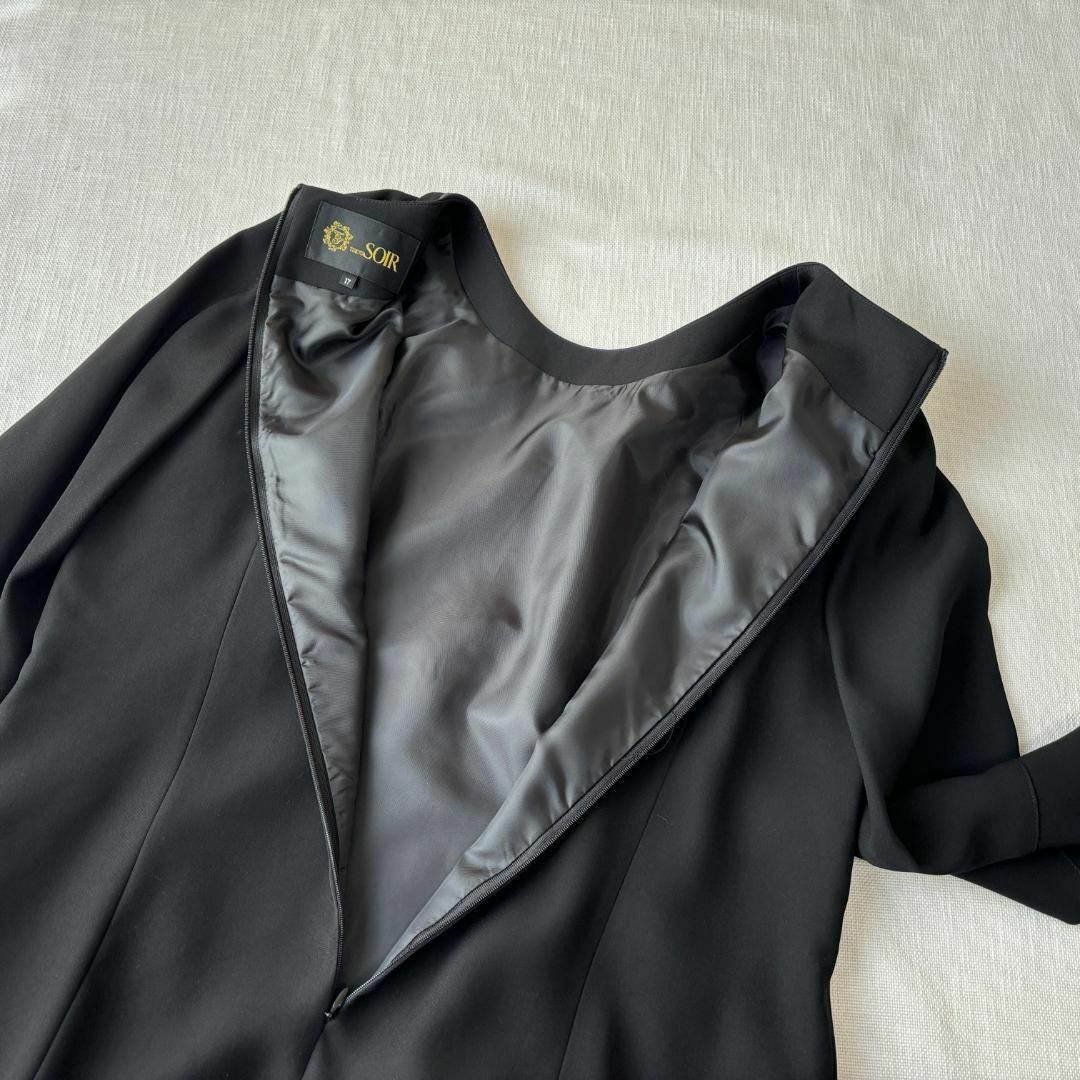 TOKYO SOIR(トウキョウソワール)の極美品 東京ソワール ワンピース ジャケット 2P セットアップ フォーマル 黒 レディースのフォーマル/ドレス(スーツ)の商品写真