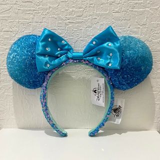 ディズニー(Disney)のda アクア　ブルー　海外　ディズニーカチューシャ　青　スパンコール　　ミニー(カチューシャ)