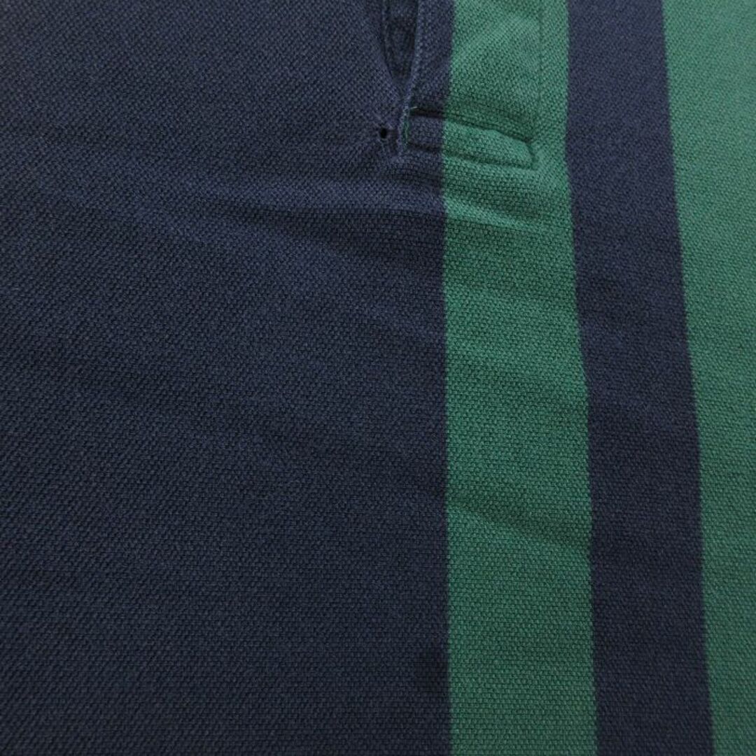 NAUTICA(ノーティカ)のXL★古着 ノーティカ NAUTICA 半袖 ブラント ポロ シャツ メンズ 90年代 90s ワンポイントロゴ 鹿の子 コットン 緑他 グリーン ストライプ 24apr06 中古 トップス メンズのトップス(ポロシャツ)の商品写真