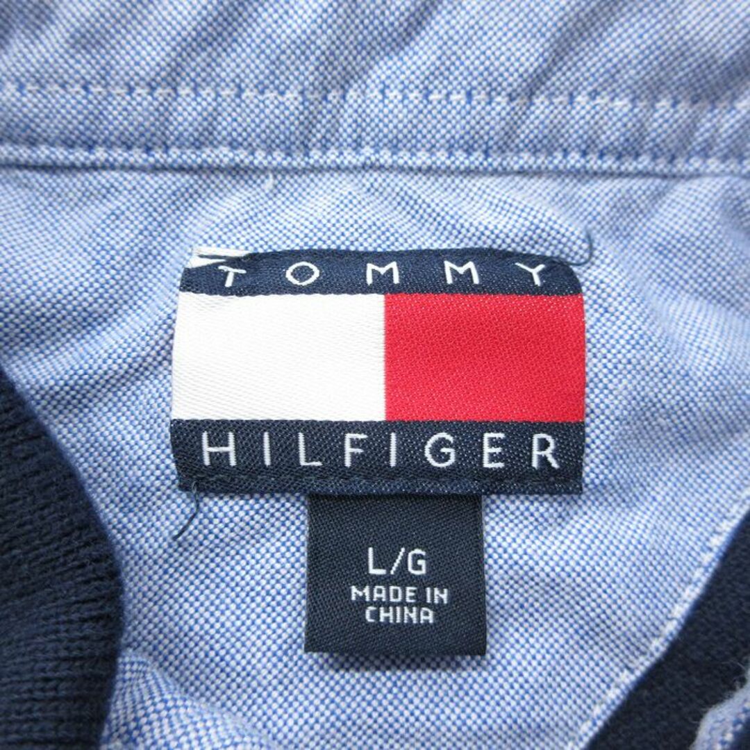 TOMMY HILFIGER(トミーヒルフィガー)のXL★古着 トミーヒルフィガー TOMMY HILFIGER 半袖 ブラント ポロ シャツ メンズ 90年代 90s ワンポイントロゴ 鹿の子 コットン 紺 ネイビー 24apr06 中古 トップス メンズのトップス(ポロシャツ)の商品写真