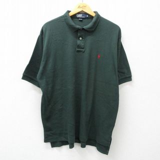 ラルフローレン(Ralph Lauren)のXL★古着 ラルフローレン Ralph Lauren 半袖 ブランド ポロ シャツ メンズ 90年代 90s ワンポイントロゴ 大きいサイズ コットン USA製 緑 グリーン 【spe】 24apr06 中古 トップス(ポロシャツ)