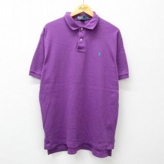 ラルフローレン(Ralph Lauren)のXL★古着 ラルフローレン Ralph Lauren 半袖 ブランド ポロ シャツ メンズ 90年代 90s ワンポイントロゴ 大きいサイズ コットン 紫 パープル 24apr06 中古 トップス(ポロシャツ)