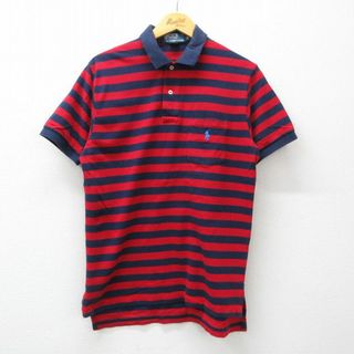 ラルフローレン(Ralph Lauren)のL★古着 ラルフローレン Ralph Lauren 半袖 ブランド ポロ シャツ メンズ 90年代 90s ワンポイントロゴ 鹿の子 胸ポケット付き コットン 赤他 レッド 24apr06 中古 トップス(ポロシャツ)